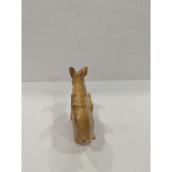 Vtg Donkey Mule Statue Figurine Onyx Natural Marbled Stone Hand Carved White Tan - Picture 4 of 6